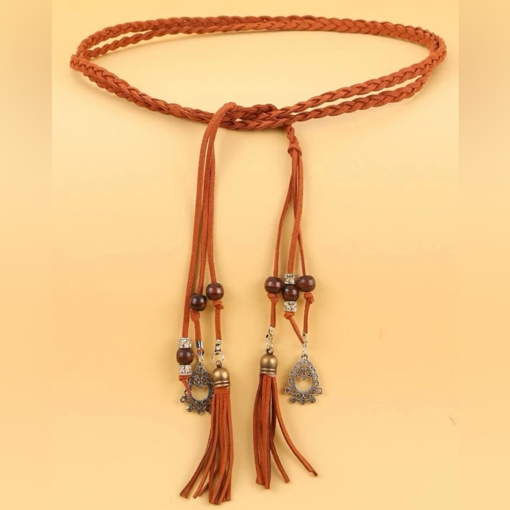 🔥1pc WOMENS TASSEL BRAIDED ROPE BELT BRAND NEW STILL IN PLASTIC🔥